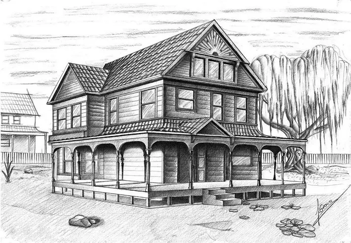 Ghost House Pencil Drawing