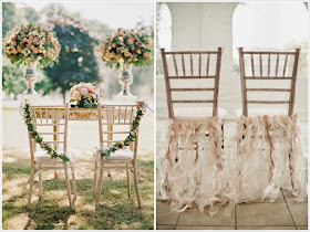 Decoración romántica para sillas y asientos de boda