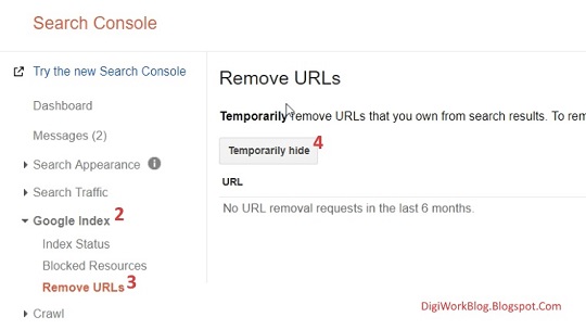 Google Index - Removs URLs - Temporarily hide