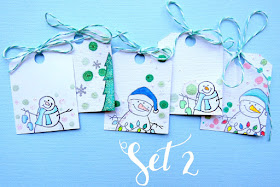 SRM Stickers Blog - Snowflakes in the Air by Shannon -#christmas #tags #gifttags #clearstamps #janesdoodles #warmwishes #twine #shimmertwine #DIY