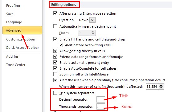 Cara Mengganti Koma Menjadi Titik Di Excel