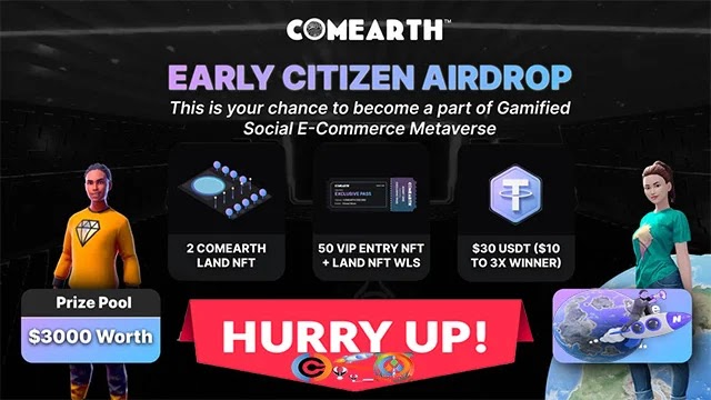 COMEARTH Airdrop of 500 $ECOM free by NFTICALLY