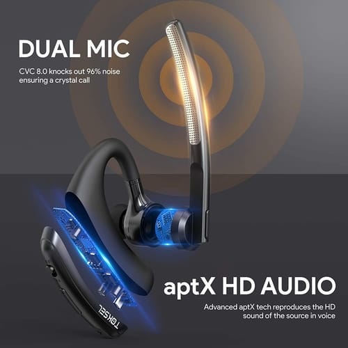 TOKSEL aptX HD Bluetooth Earpiece 24 Hrs Talktime