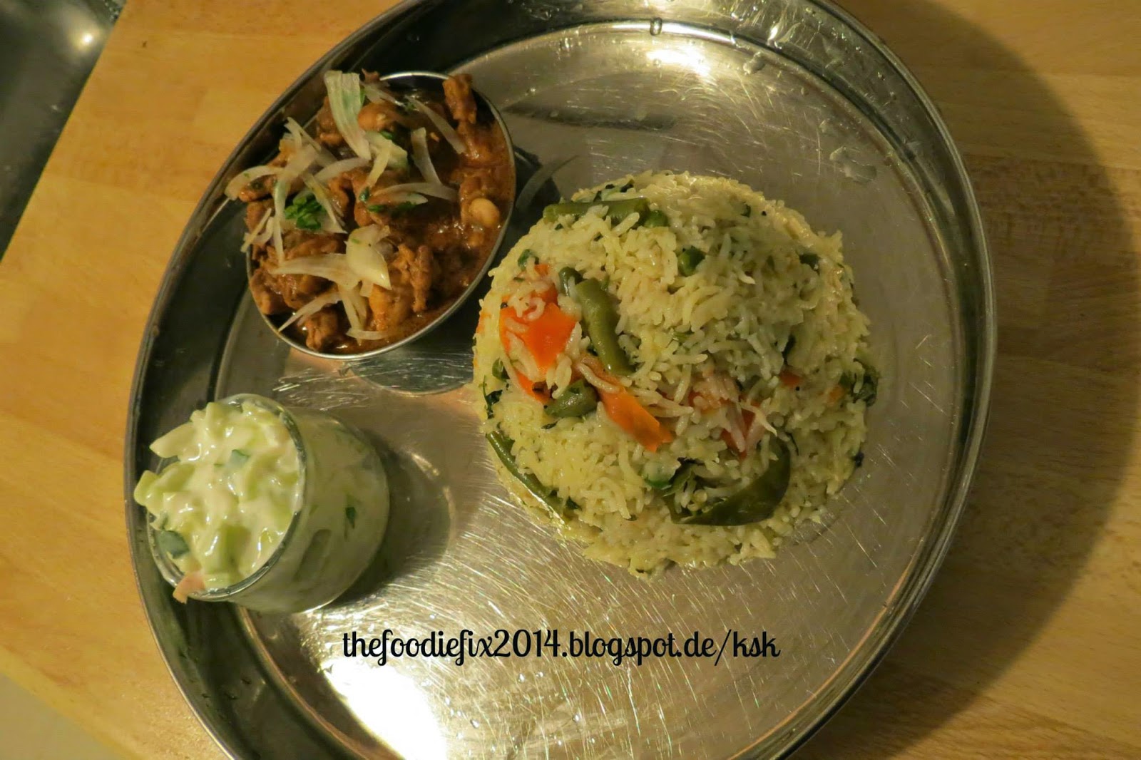 Vegetable Pulao,Konaseema Kodi kura,Cucumber raitha