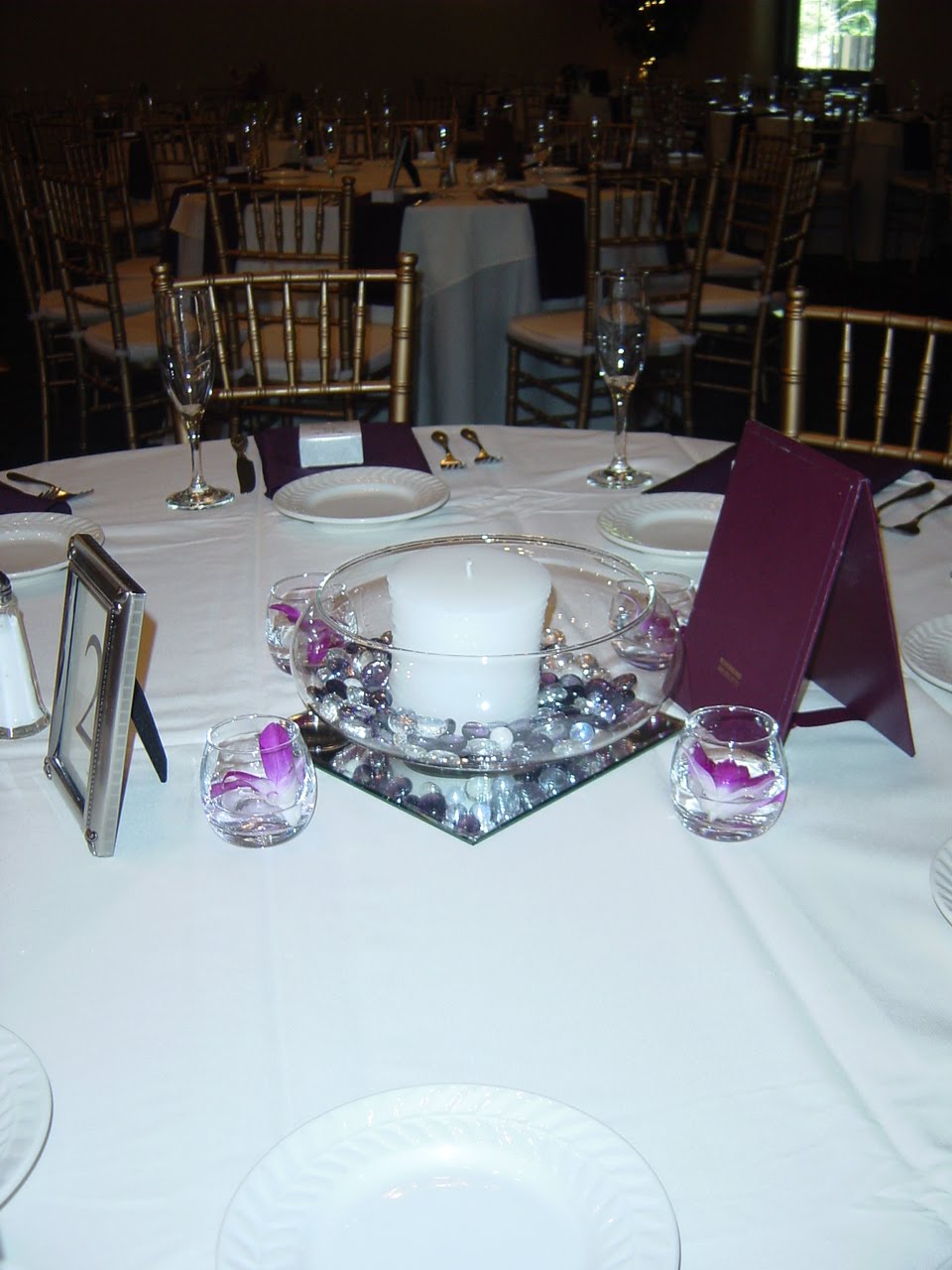 purple wedding centerpiece