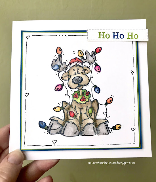 handmade christmas card reindeer wrapped in fairy lights