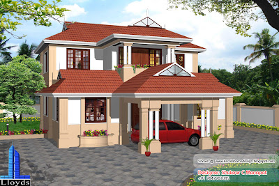 Kerala villa plan and elevation - 2061 Sq. Feet - Elevation