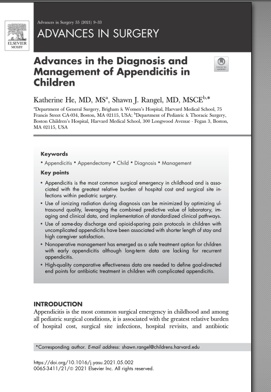 [download] Advances in the Diagnosis and Management of Appendicitis in Children  [pdf]