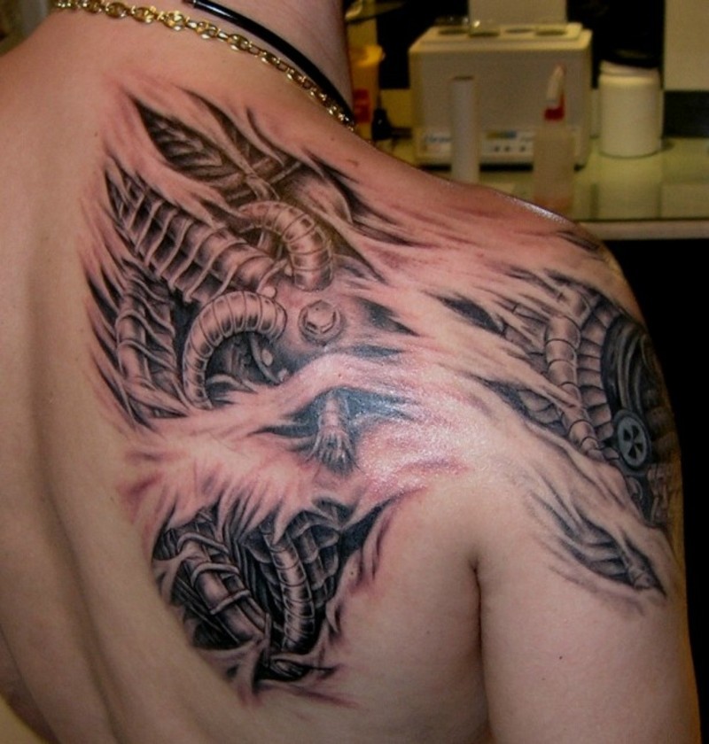Biomechanical tattoos are also known as simply BioMech tattoos