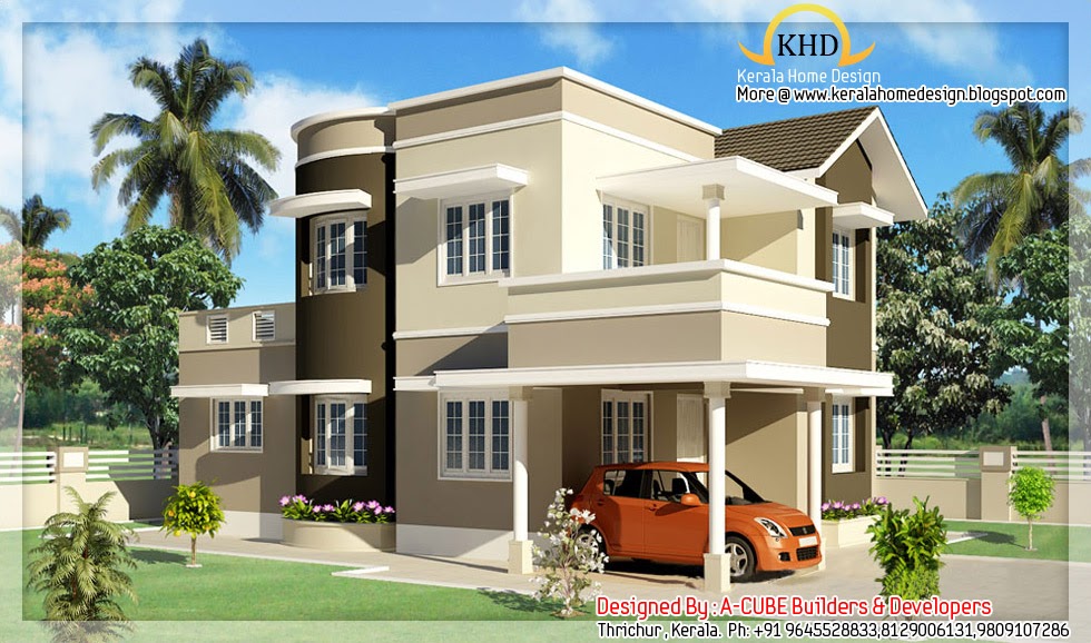 Duplex House  Elevation 1600  Sq  Ft  Kerala home  design 