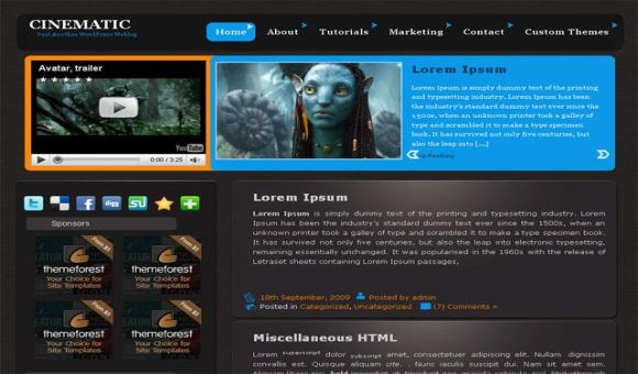 Cinema Movies Blue Free Wordpress Theme