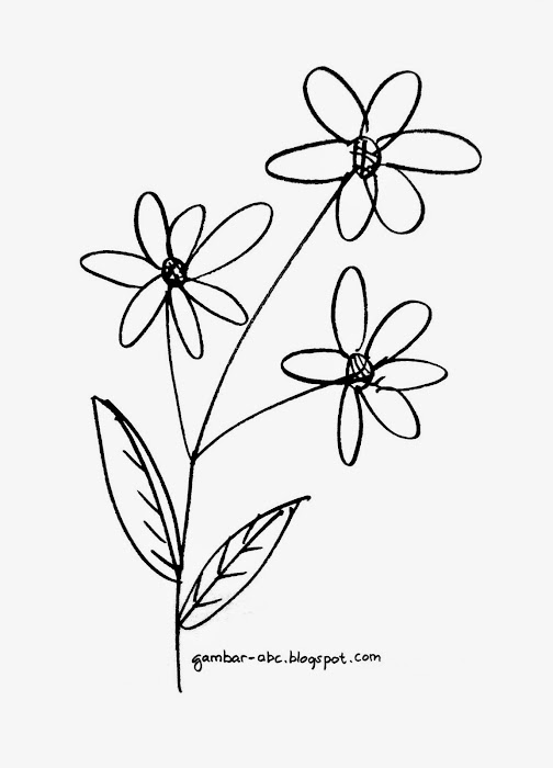 Bunga Mudah Sederhana - Contoh Gambar Mewarnai