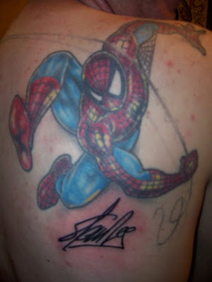 SpiderMan tattoos on the bodies of some truly loyal fans of the