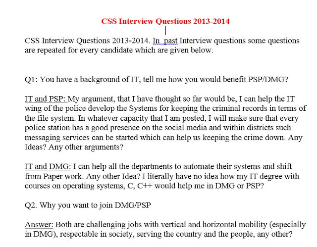 PMS AND CSS INTERVIEW GUIDELINE BY COACH.