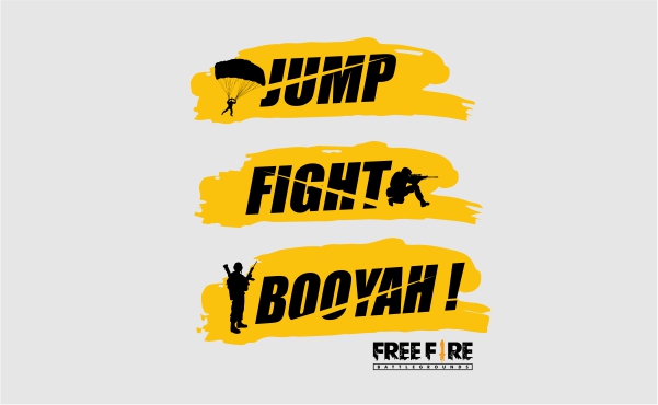 Jump Fight And Booyah Freefire Typography