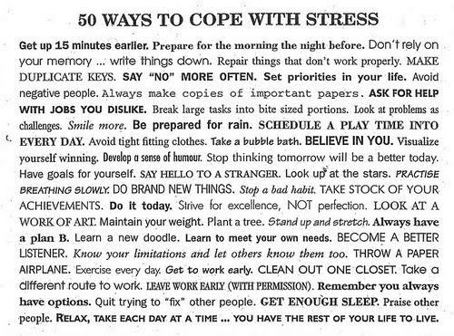 50 Ways To Cope With Stress