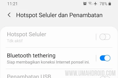 Mengaktifkan Tethering Bluetooth Android