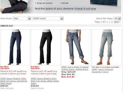 Sale features DKNY jeans!