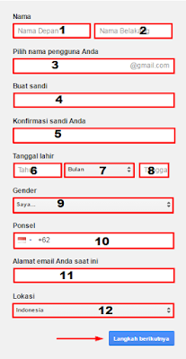 Formulir Pendaftaran Email GMAIL