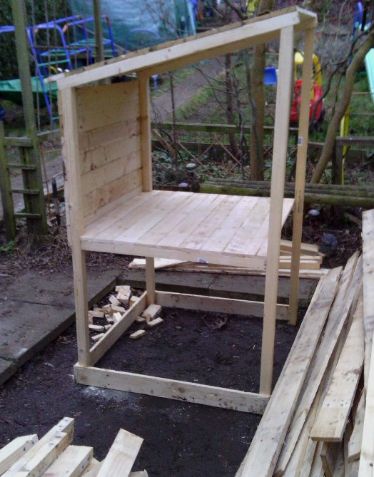 Chicken coop from a pile of pallets ...