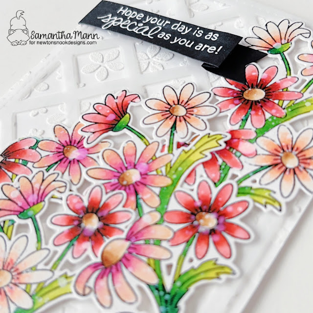 Special Day Card by Samantha Mann | Dainty Daisies Stamp Set, Lattice Die, Petite Flowers Stencil and Banner Trio Die Set by Newton's Nook Designs #newtonsnook #handmade Special Day Card by Samantha Mann | Dainty Daisies Stamp Set, Lattice Die, Petite Flowers Stencil and Banner Trio Die Set by Newton's Nook Designs #newtonsnook #handmade