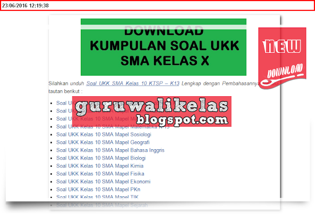 Download Soal UKK SMA Kelas 10 KTSP – K13 Lengkap dengan Pembahasannya New 2016/2017