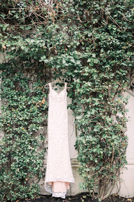 wedding dress hanging