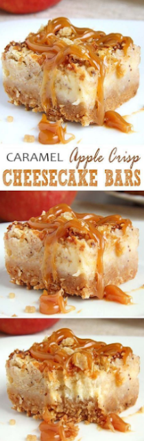 Caramel Apple Crisp Cheesecake Bars