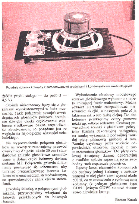 Kolumny głośnikowe do zestawu stereofonicznego