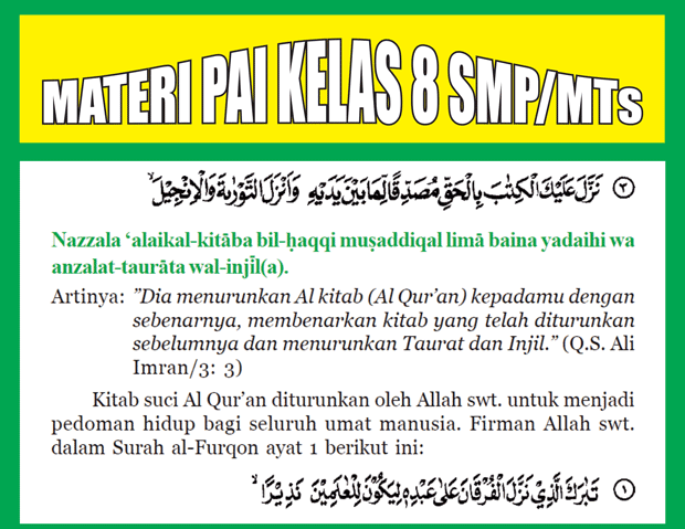  Pendidikan Agama Islam sangatlah penting bagi penerima didik yang beranjak sampaumur Materi Pelajaran PAI Kelas 8 Sekolah Menengah Pertama Semester 1/2 Lengkap