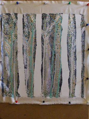 Acrylic and Collage - Birch Trees