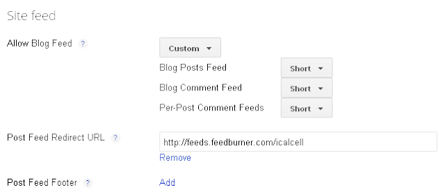 blog site feed setting