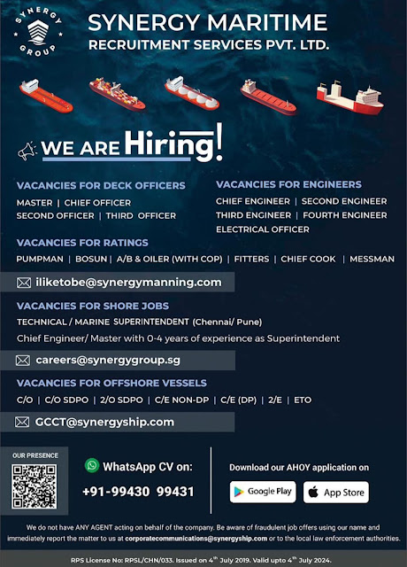 Looking for Seafarer Deck, Engineers, Rating Join December 2023