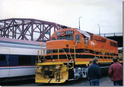 WIllamette & Pacific GP39-2 #2304 at Union Station in Portland, Oregon on May 11 ,1996