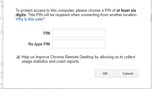 Prepare Chrome Remote Desktop for a remote connection