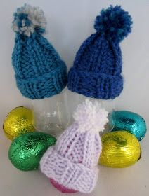 Knitted mini bobble hat egg cosies