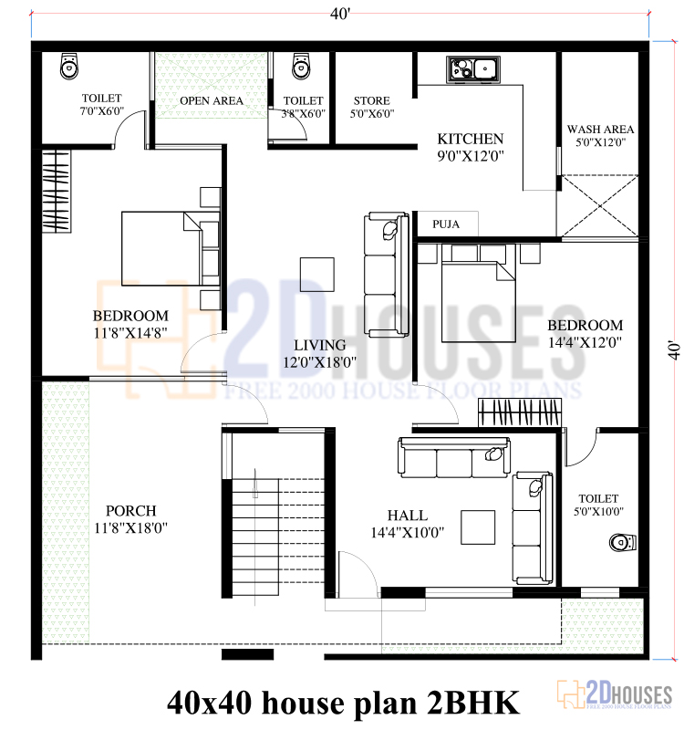 2 bedroom house plans indian style