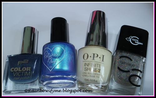 P2 Be My Guy; Polished For Days Ocean Breeze; OPI Meet A Boy Cute As Can Be; Catrice Whatever You Are Be Sparkling