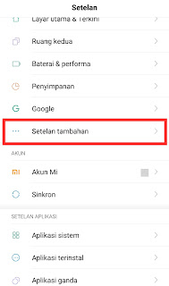 Setelan Tambahan di Android Xiaomi