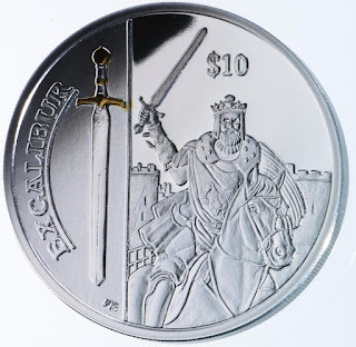 Virgin Islands 10 Dollars Silver Coin 2013 Excalibur - Legendary Weapons