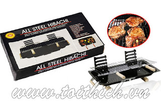 Bếp than nướng All Steel Hibachi (46cm x 25cm x 20cm): Với chất liệu thép siêu bền cùng thiết kế rộng rãi, tối giản, cho các bạn thoải mái thưởng thức các món BBQ hấp dẫn bên gia đình, bạn bè… Chỉ 139.000 đ. 