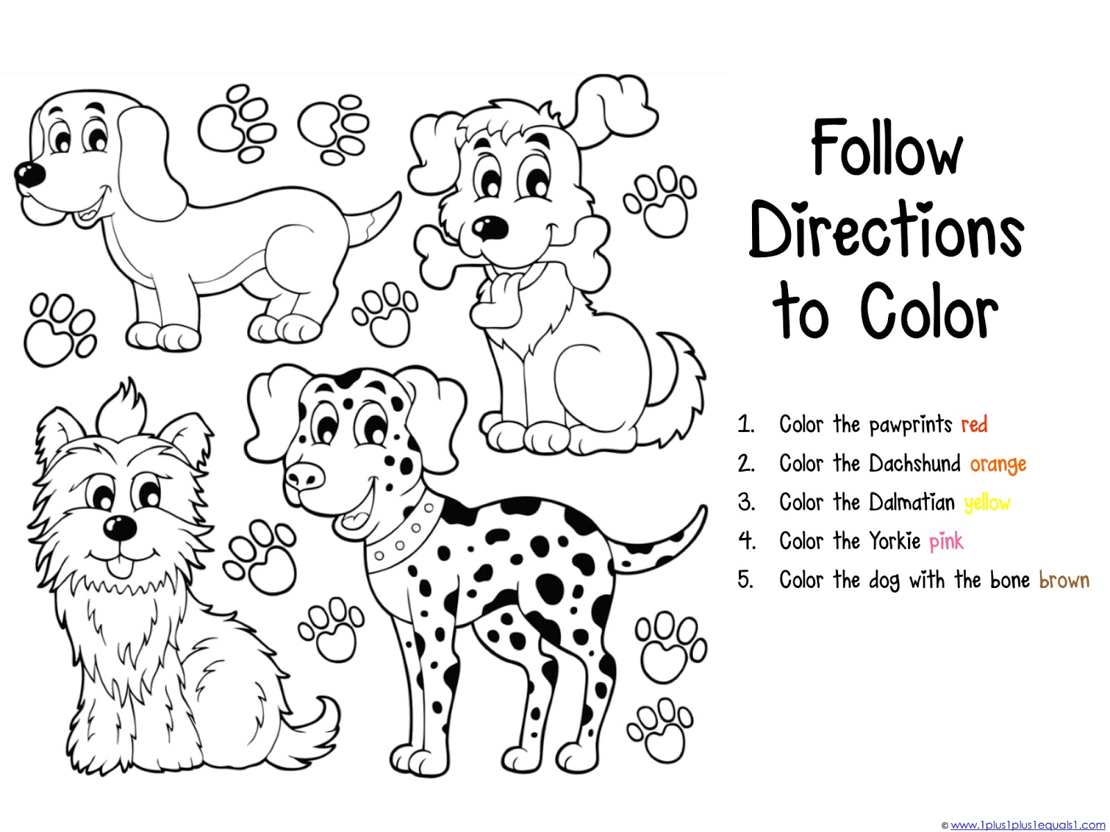 Coloring Pages Dog and Cats for Preschool 