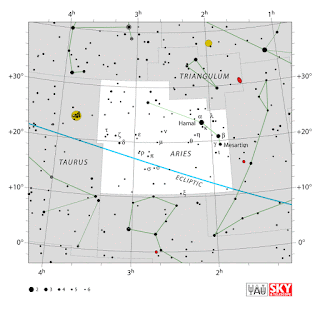 IAU: Карта на съзвездието Овен | Aries