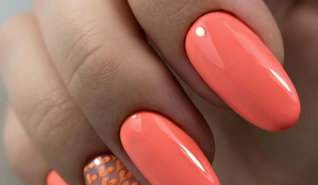 7. Coral and Silver Accent Nails - wide 3