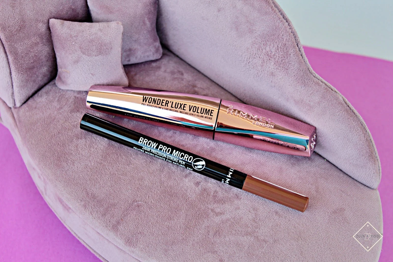 Tusz do rzęs RIMMEL Wonder'Luxe Volume & pisak do brwi Brow Pro Micro 24h