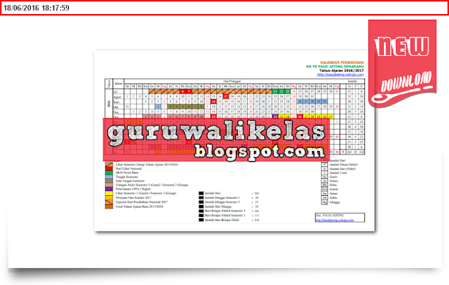 Download Aplikasi Contoh Kalender Pendidikan PAUD Excel Full Terbaru  2016/2017