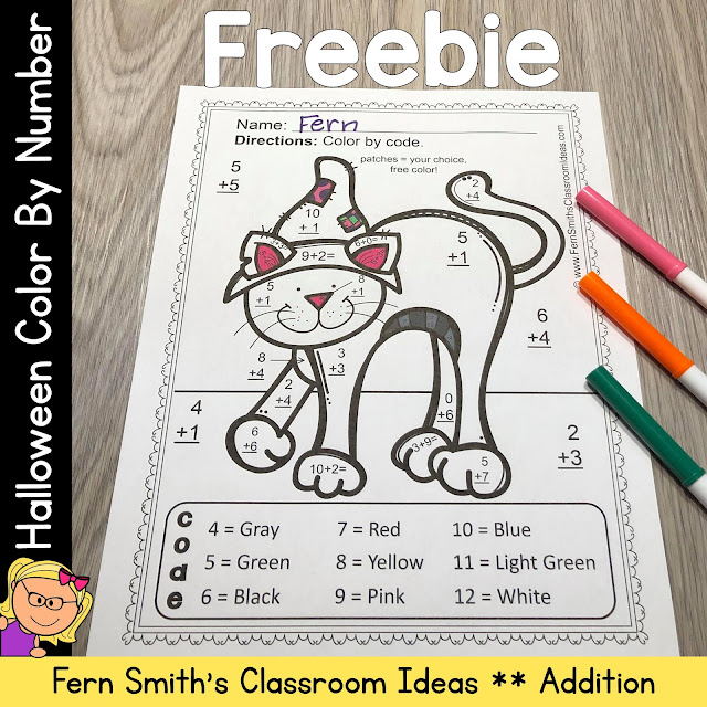 Click Here to Download This Halloween Color By Number Addition Worksheet Freebie For Your Classroom Today!