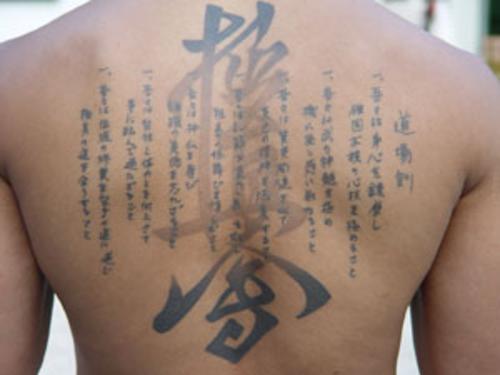 Japanese Word Script tattoo Design on back
