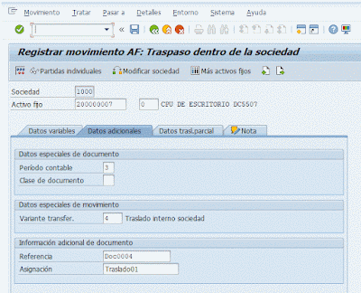 Registrar movimiento de traspaso de activo fijo - ABUMN