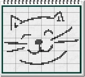 siluetas gatos punto de cruz monocromo  (35)